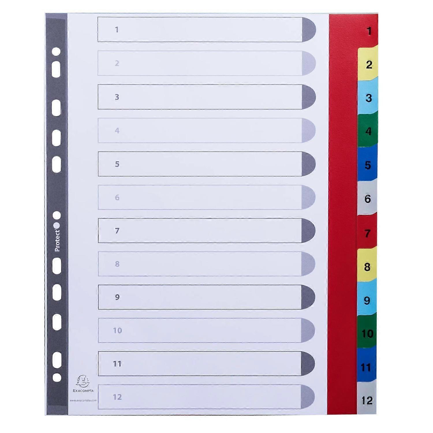 Exacompta 2512E 20x Separad. 1-12 A4+ PP pest.impresas