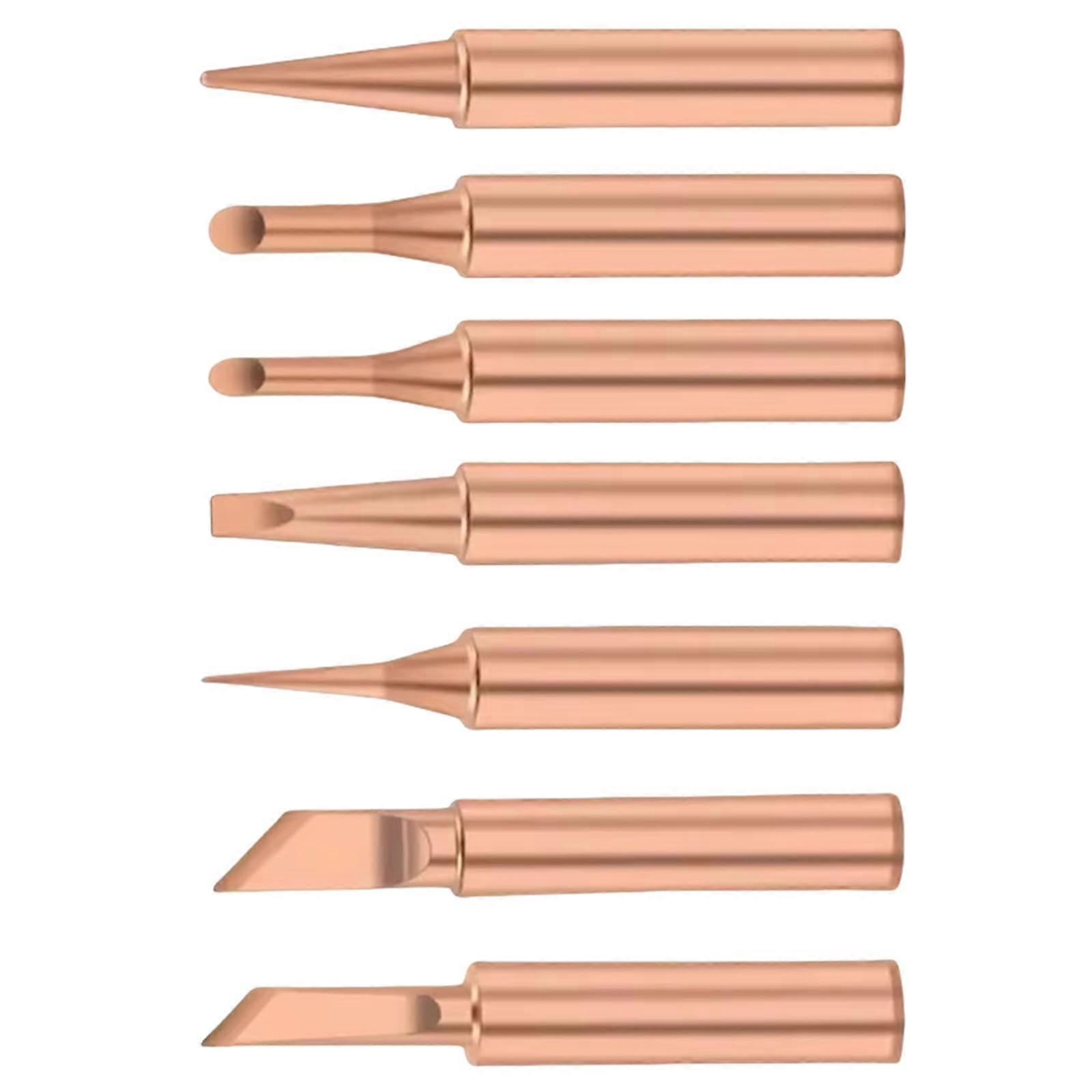 Professional Soldering Iron Tips Set, 7 High-Quality Copper Soldering Tips for Improved Welding Performance and Compatibility