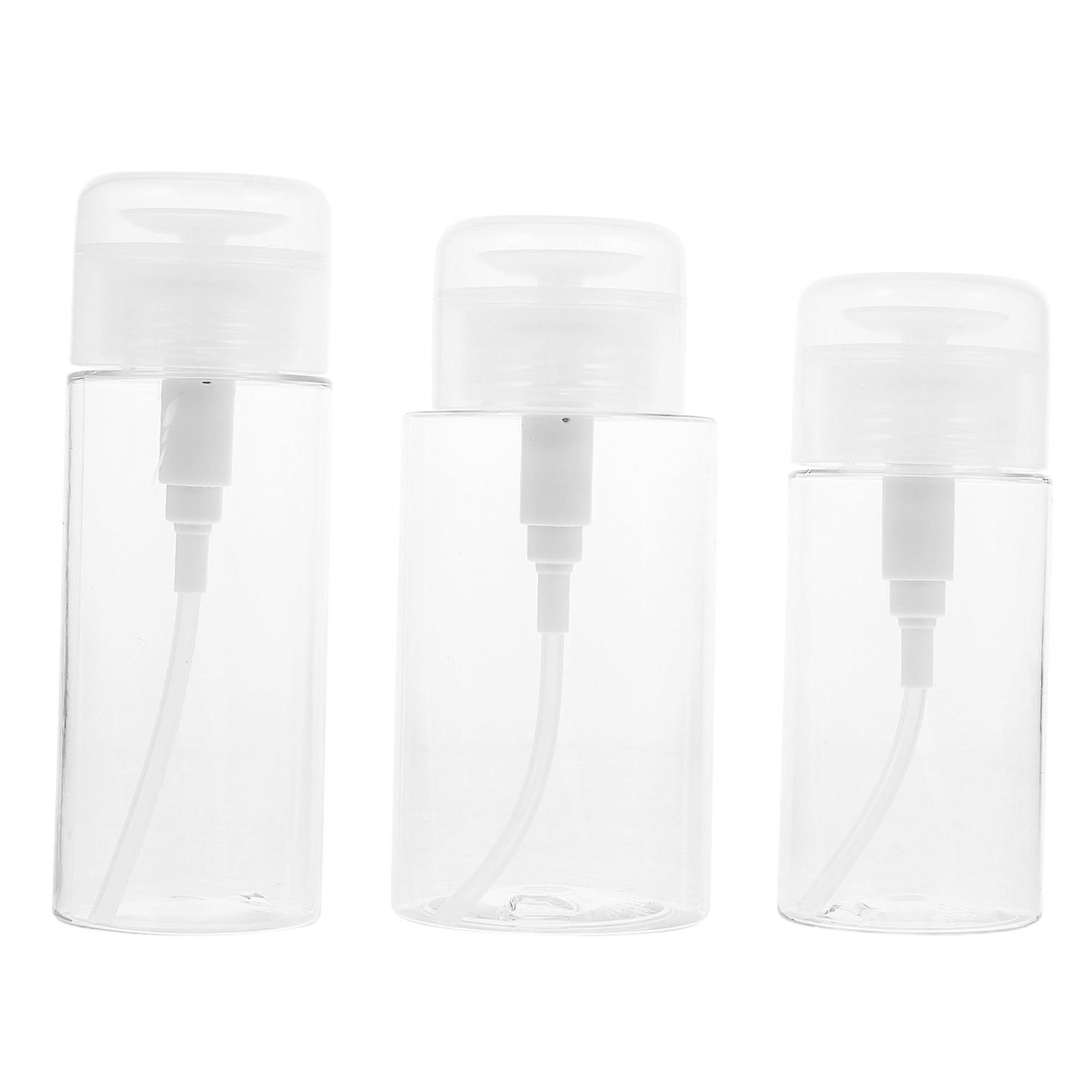 3pcs Push Down Liquid Dispenser for Skincare & Nail Remover – Travel Friendly, Easy Clean Bottles with Convenient Pump Design