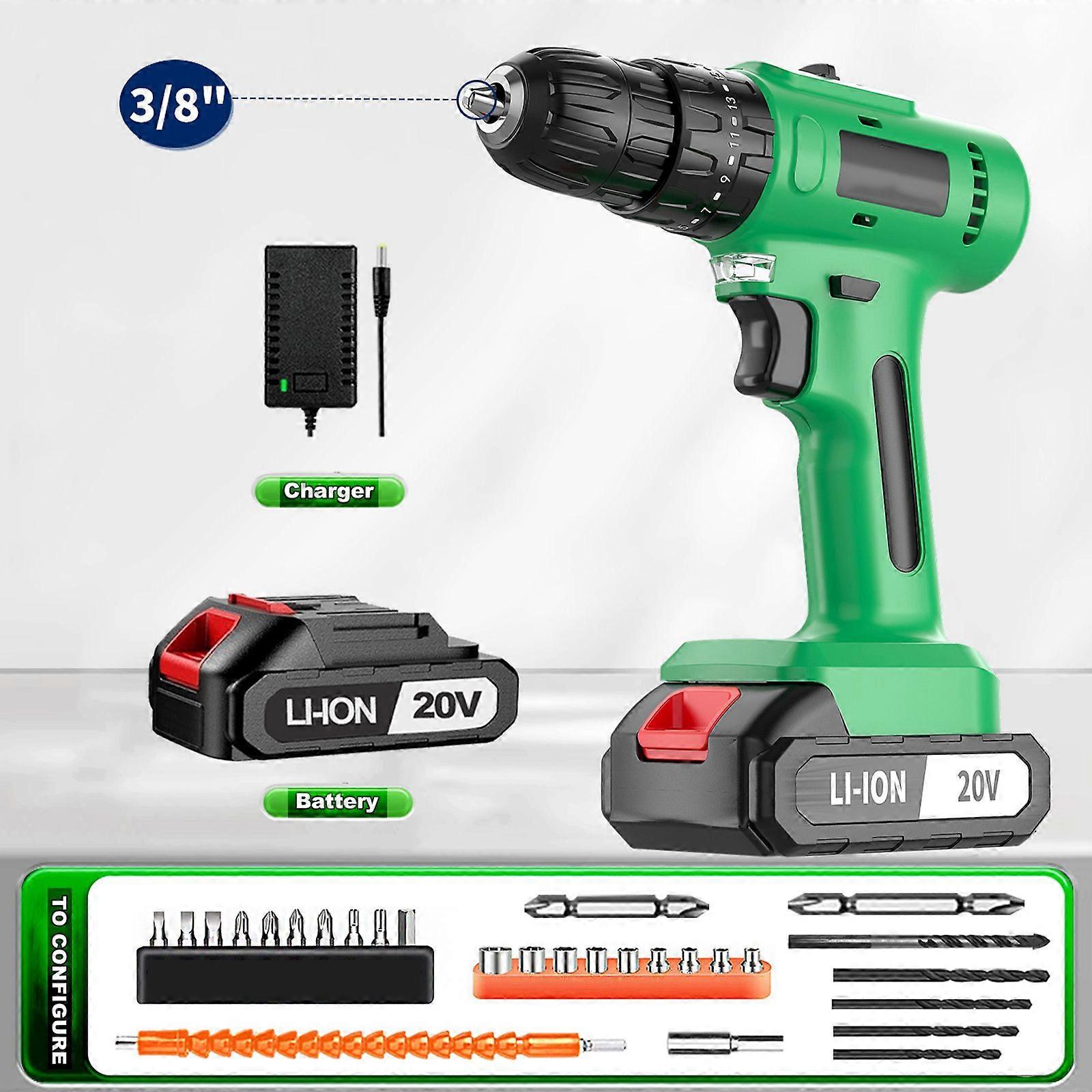 3/8" 20V Brushless Cordless Drill Set With Battery And Charger Included