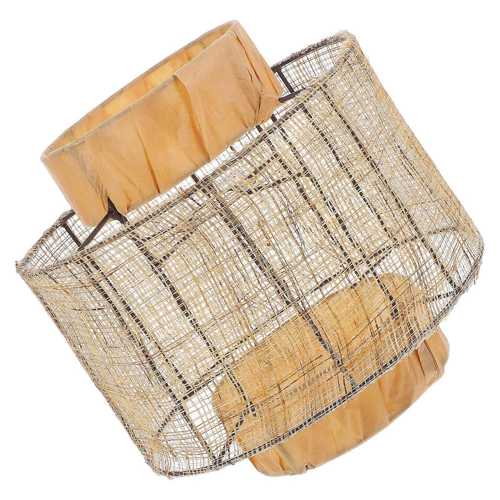 Woven Lampshade Desk Light Cover Modern Decor Khaki 25.00X25.00X25.00CM Bright Illumination 1Pack