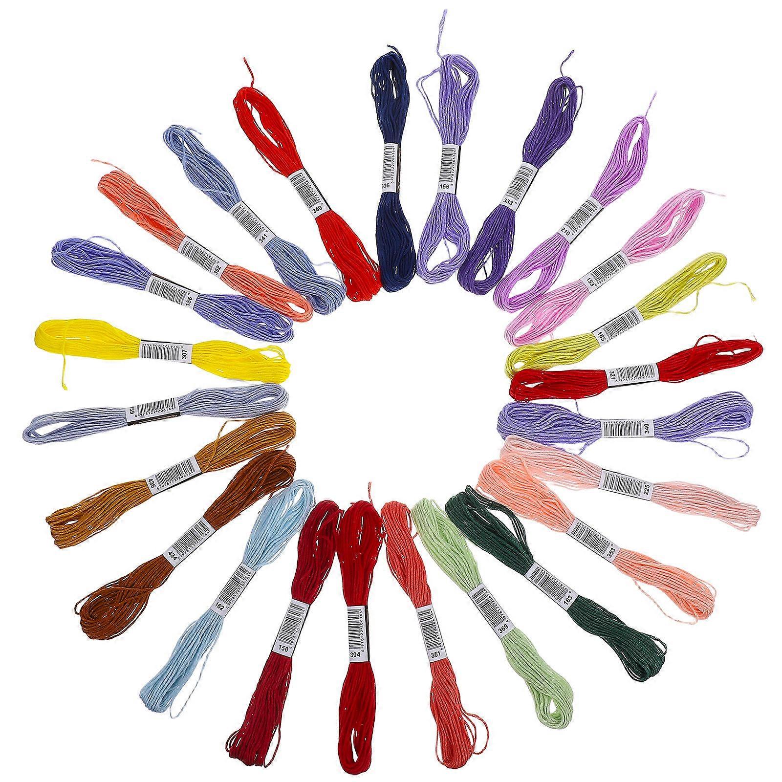 24pcs Embroidery Thread Kit Soft & Durable Polyester Cotton Blend for Cross Stitch, Bracelet Making & Craft Projects Vibrant Colors for DIY