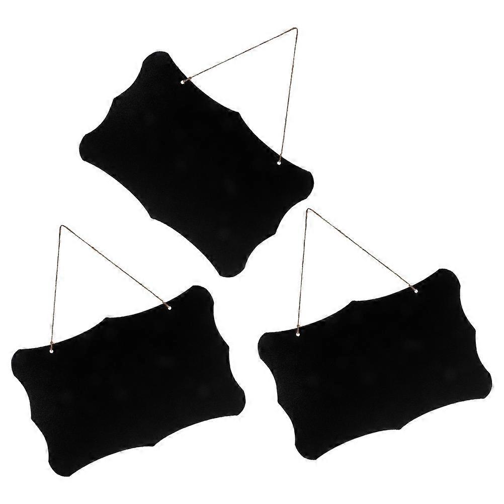 Double Sided Writing Chalkboard Sign Erasable Hanging Message Board For Home Office Wedding Cafe And Party Use 11.8 7.9 0.1in Black Wood 3Pcs