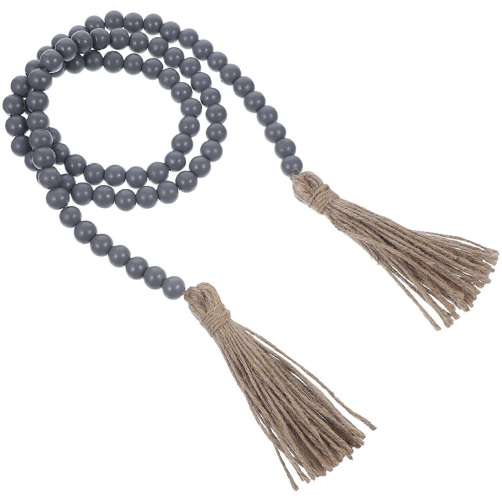 1PC Chic Wood Beaded Tassel Hanging Wall Decor 1.45M