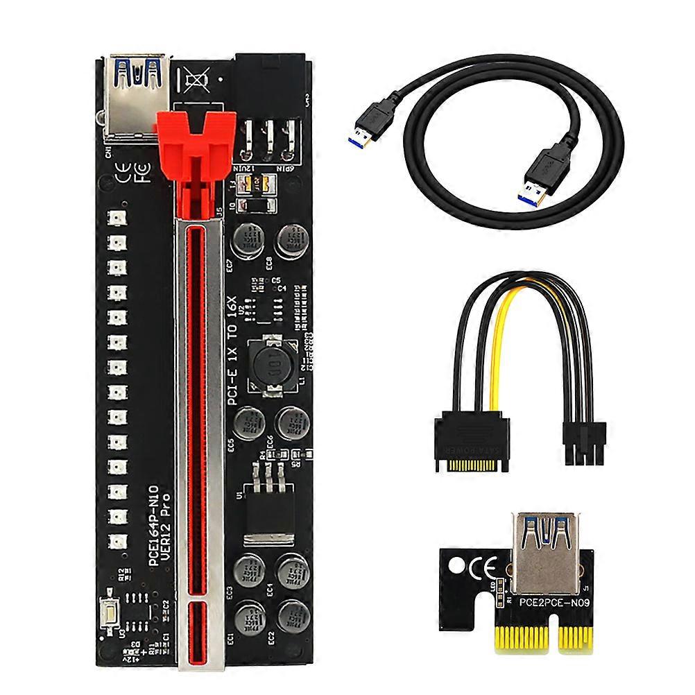 Pci-E Riser Cable Gold Plated Usb 3.0 Ports Use Black 1 Set