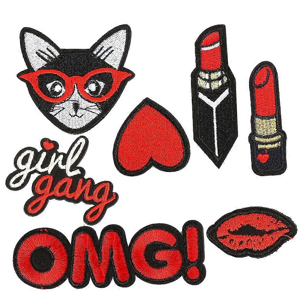20pcs Lips Pattern Decorative Patches Clothing Stickers Embroidery Adhesive Iron-on Patches