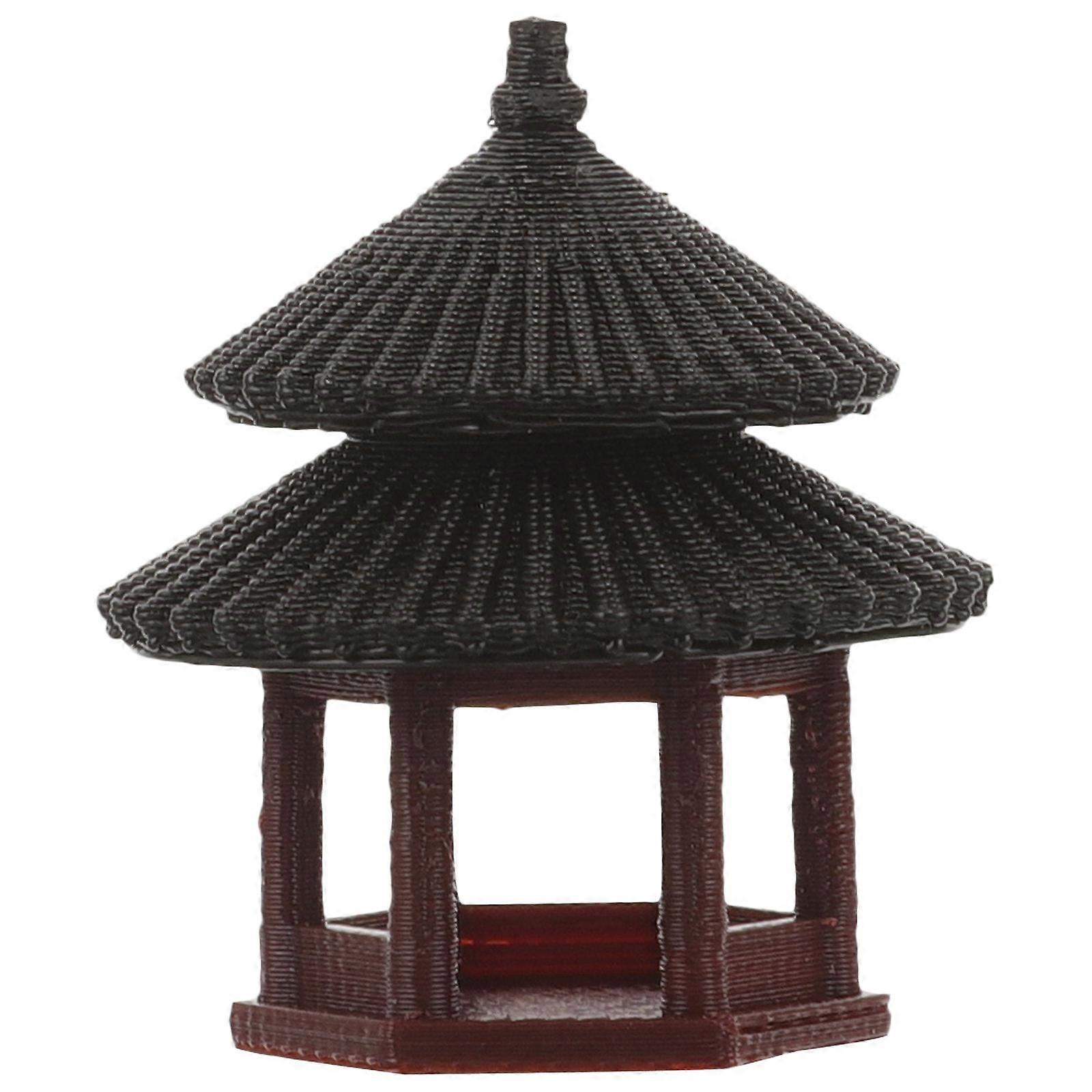Tank Decoration Mini Pavilion Statue Fish Tank Setup Black 3.00X3.00X3.00CM 1Pcs