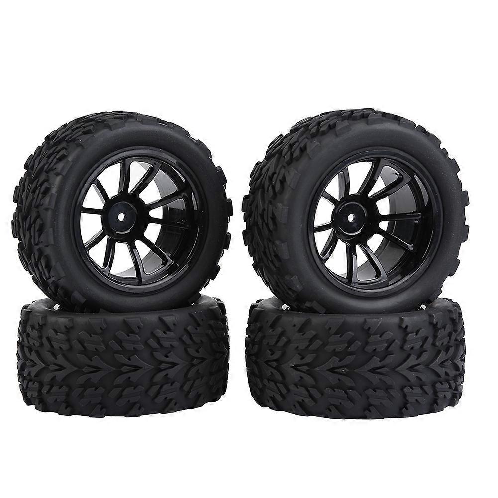 4Pcs Rubber Tires with Hubs for 1/10 Scale RC Model Vehicle (10 Holes)