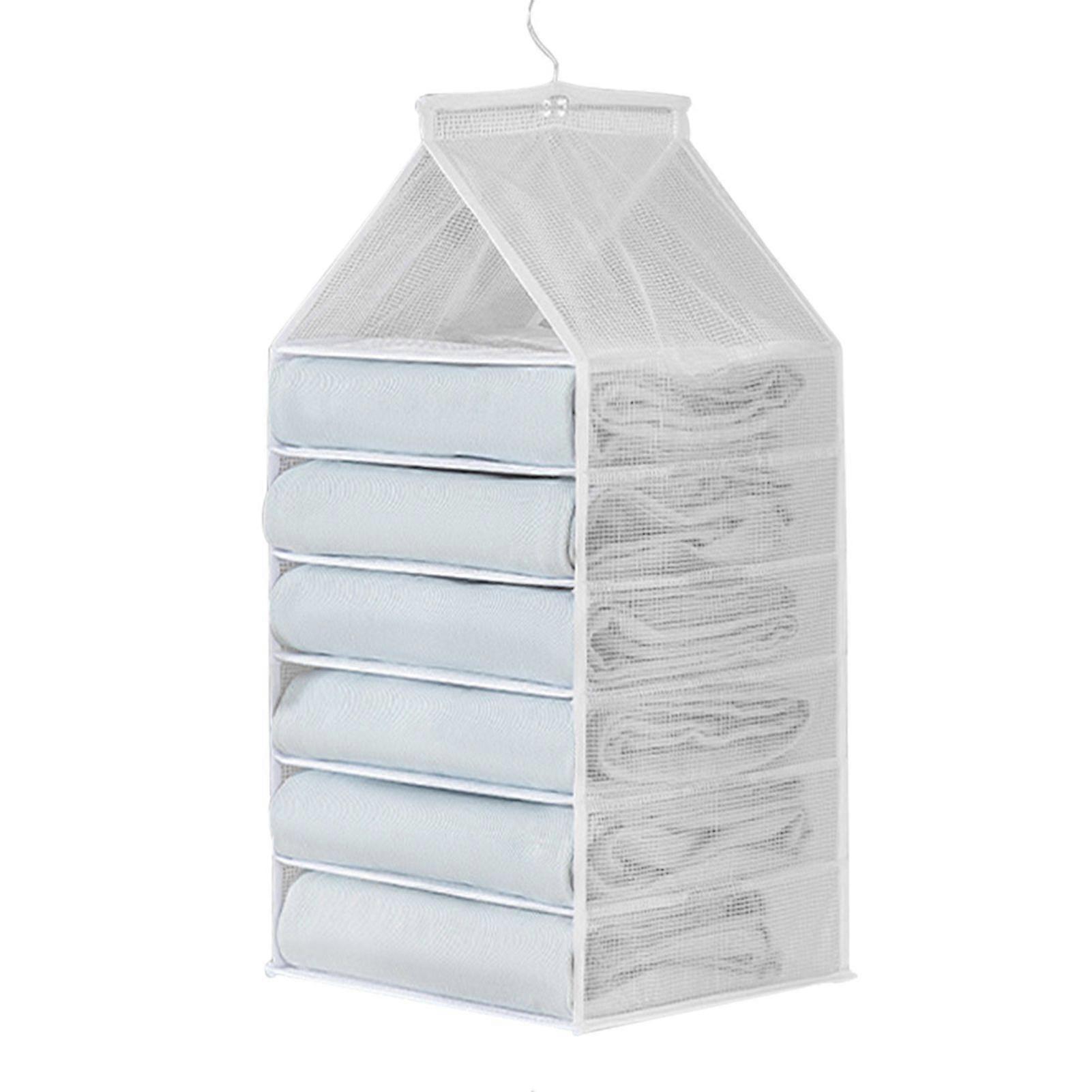 6/12 Grid Hanging Shelf Organiser Space-Saving Clothes Storage Box for Wardrobe