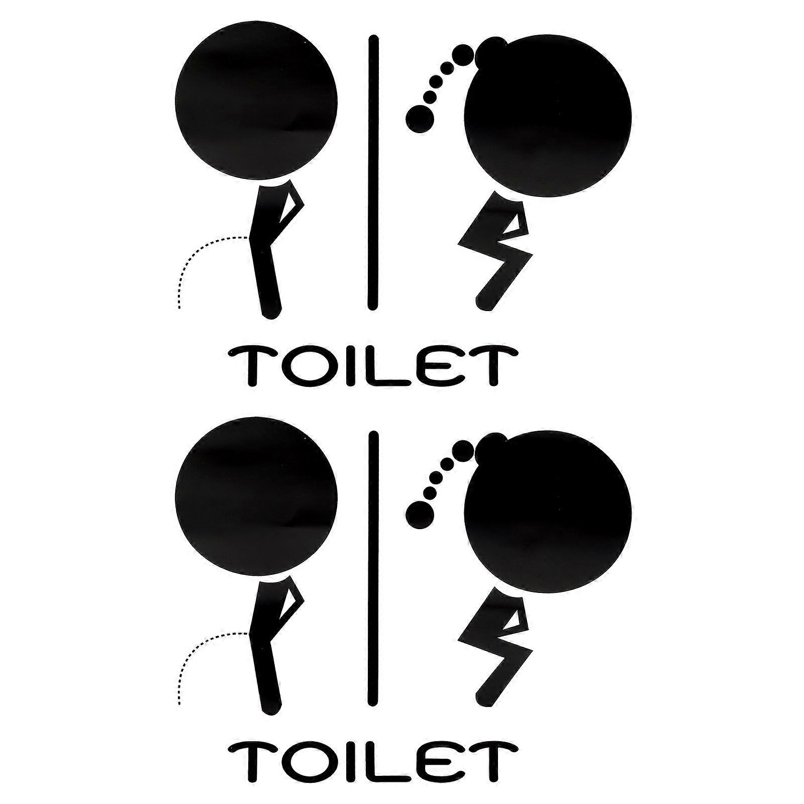 Restroom Signs Sticker Toilet Reminding Stickers Durable Black 7.98X7.86X0.04in 2Pcs