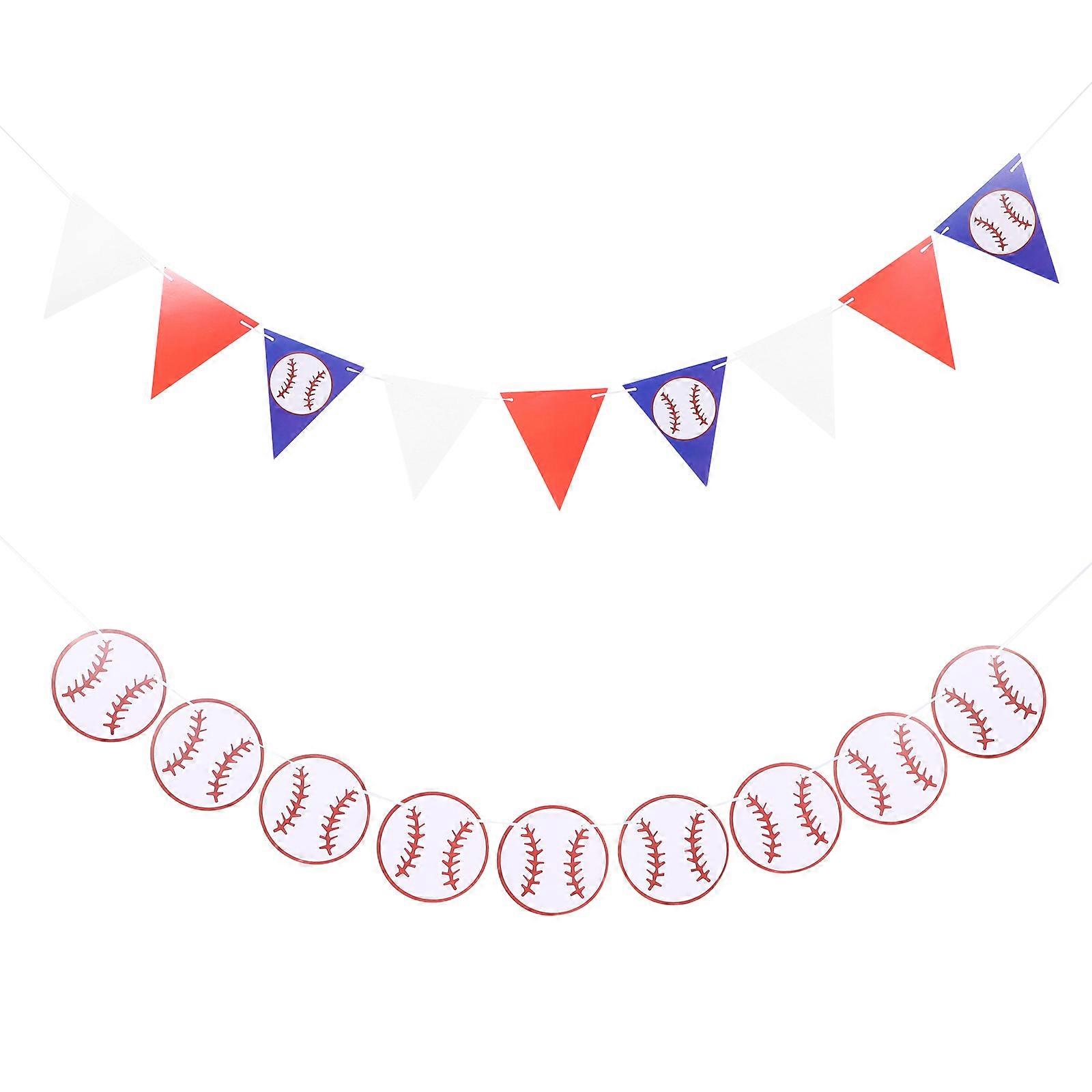 Κρεμαστό Banner Baseball Party Διακοσμήσεις Αθλητικά Κλαμπ Πάρτι Τρίγωνο Σημαίες Ποικιλία Χρώμα 2Pcs