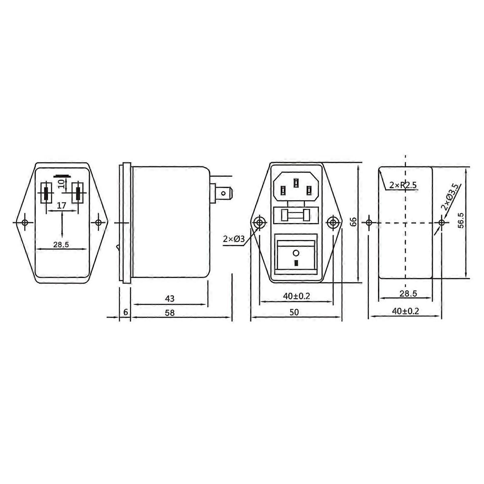 AC 115V 250V IEC Rocker Switch Power Socket with Fuse for Equipment
