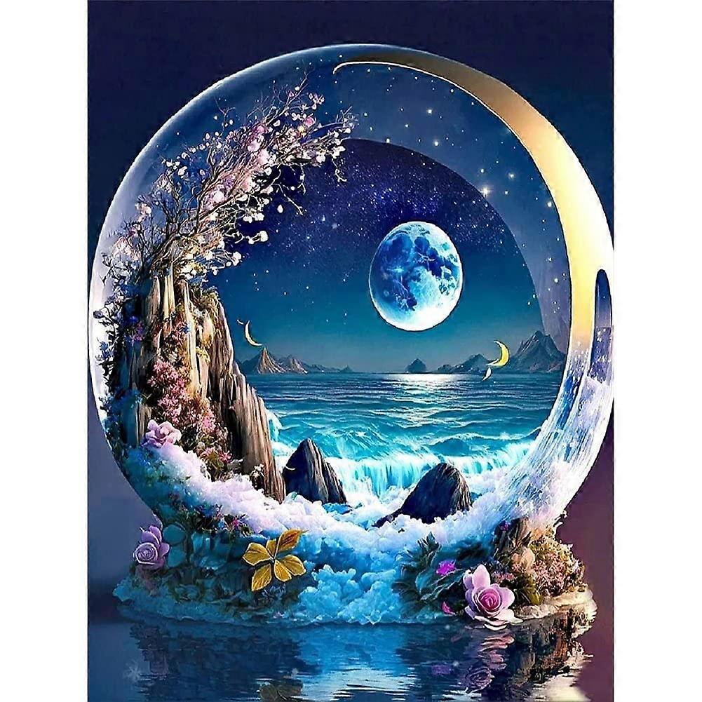 Diamond Painting for Adults and Children, 5D Moon Landscape Art Kit, DIY Crystal Embroidery Craft 30x40 cm Home Decor