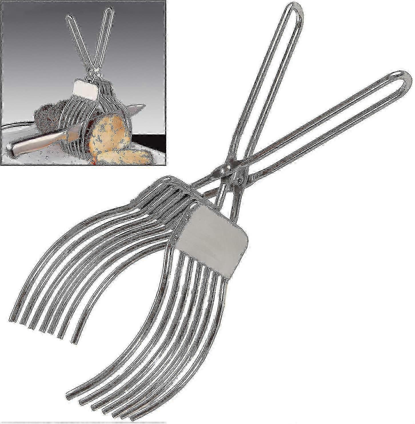 Stainless Steel Roast Beef Cutting Tongs for Meat, Bread, and Onion