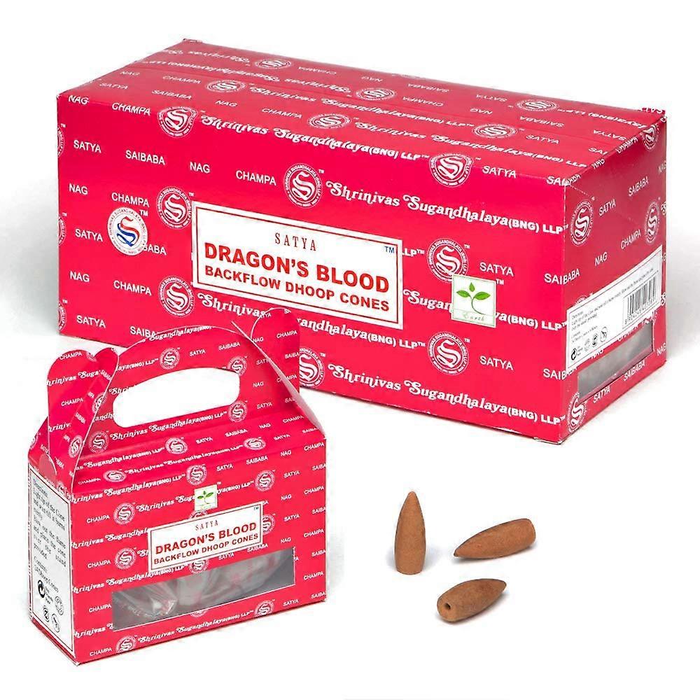 6Pc Display - Satya Backflow Cones- 24pc Box/dragon's Blood