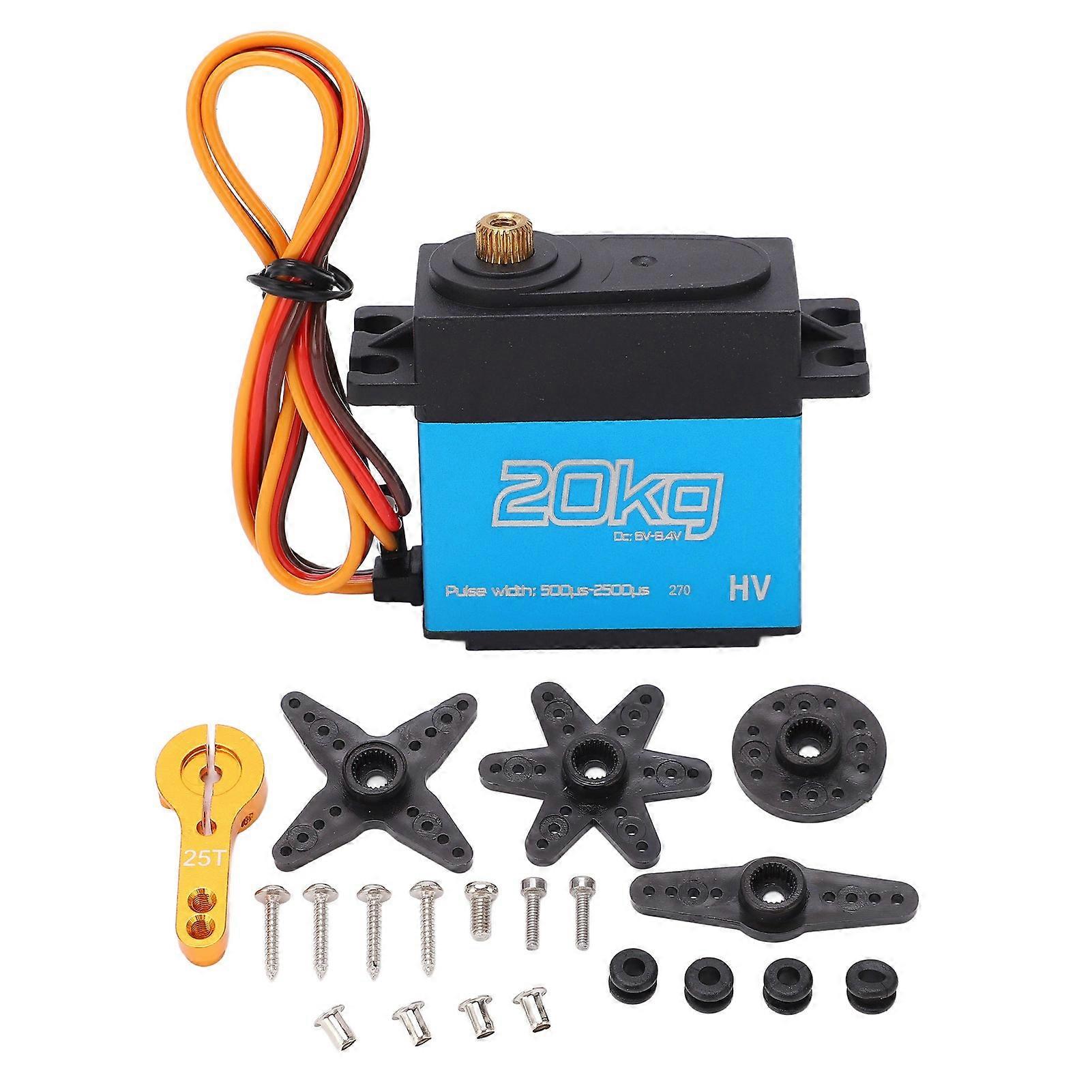 20kg Digital Servo Professional High Torsion Waterproof RC Car Servo with 25T Metal Servo Arm for 1/10 1/12 RC Car