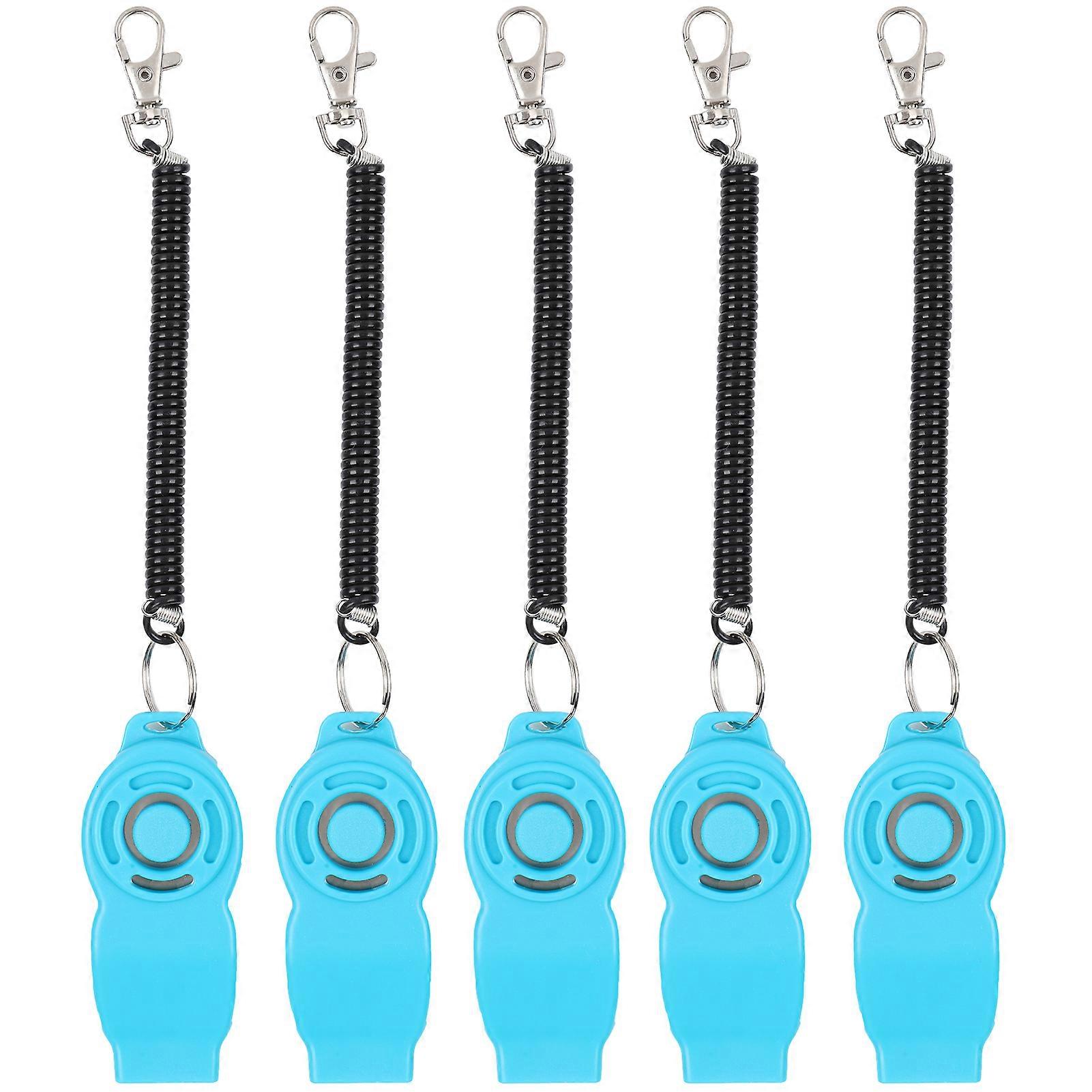 5Pcs 8 Shape 2 in 1 Portable Pet Dog Training Whistle Clicker with Wrist Strap Supplysky blue