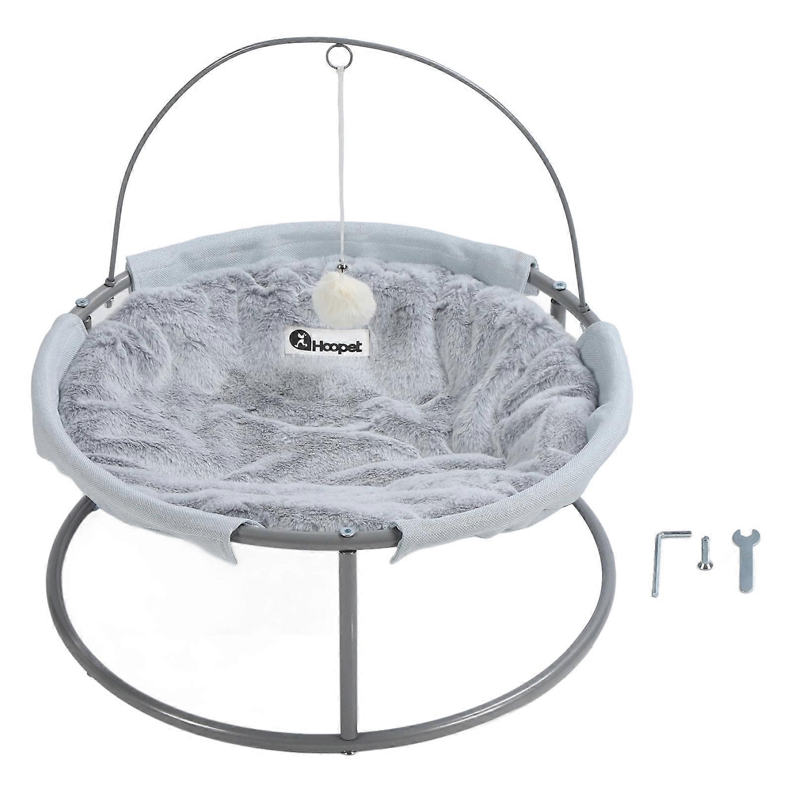 Elevated Cat Hammock Foldable Removable Cat Hammock Bed Spacious Cat Sleeping Bed for Four Seasons Winter Type Grey
