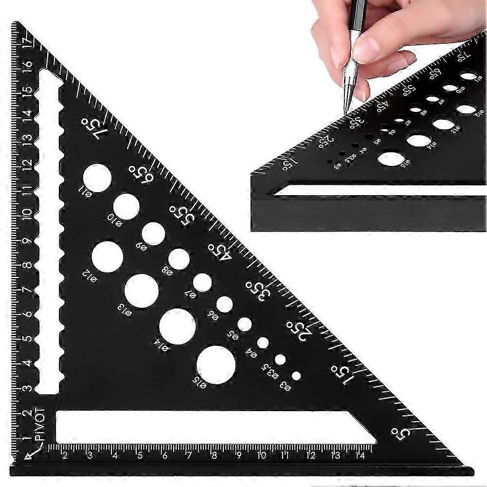 Carpenter's Square, 180 mm Protractor Try Square, 45 90 Degree Angle Try Square, Metal, 5-in-1 Aluminium Angle for Precise Scribing & Drawing