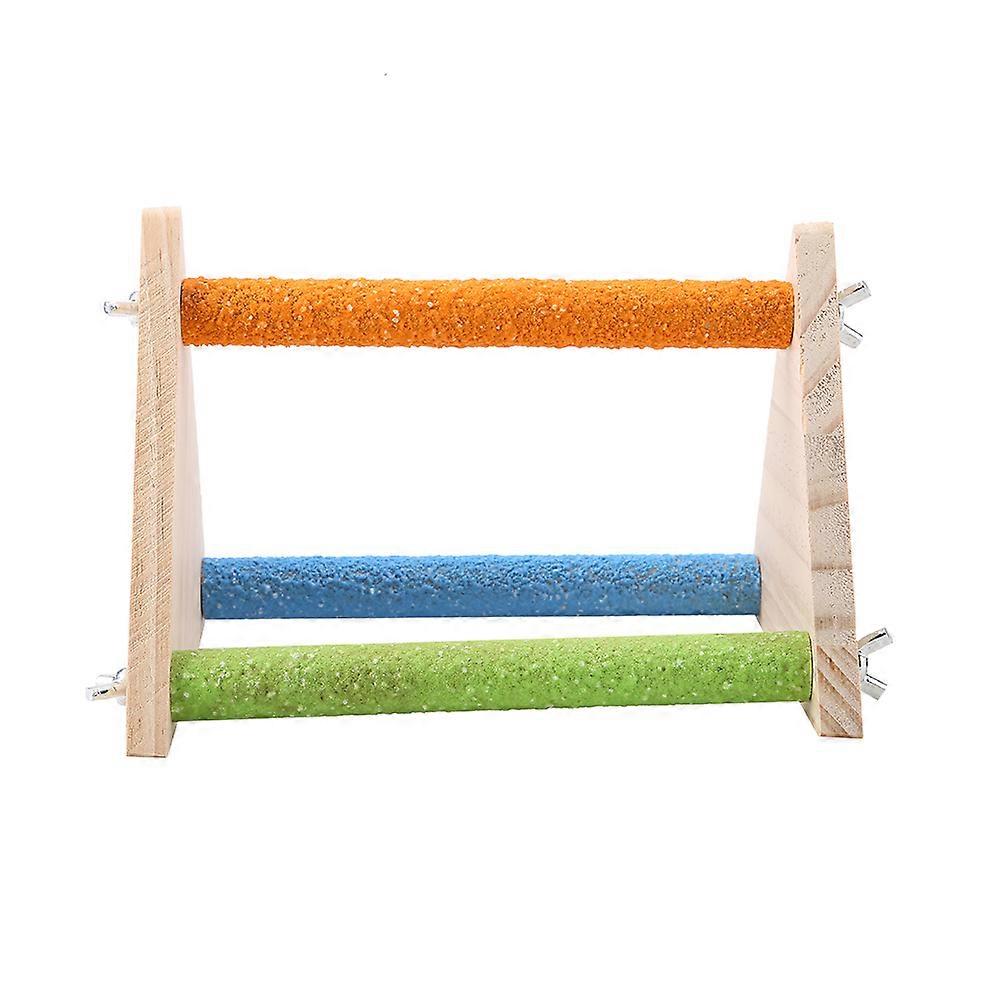 Bird Wooden Perch Wooden Platform Natural Wood Stand Toy Branch for Birds(Triangle)