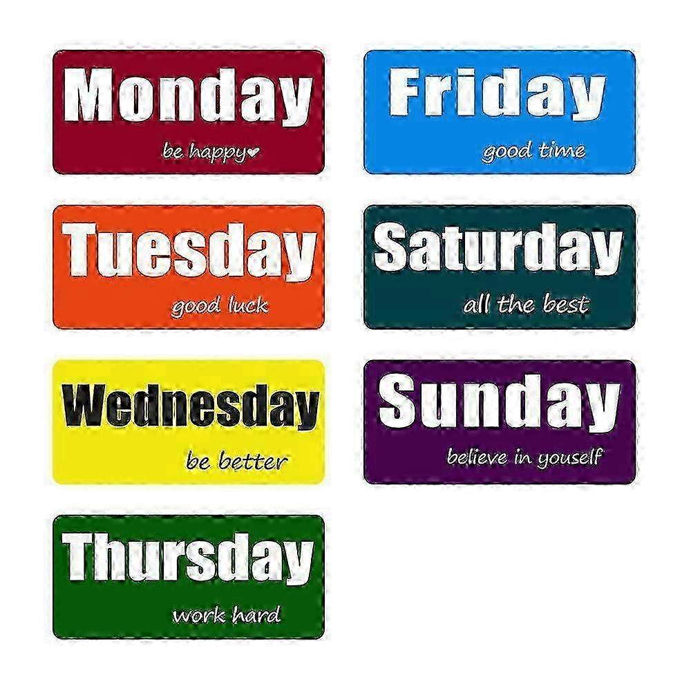 7Pcs Set Colorful Days of Week Fridge Magnet Magnetic Date Indicator for Home Office Decoration