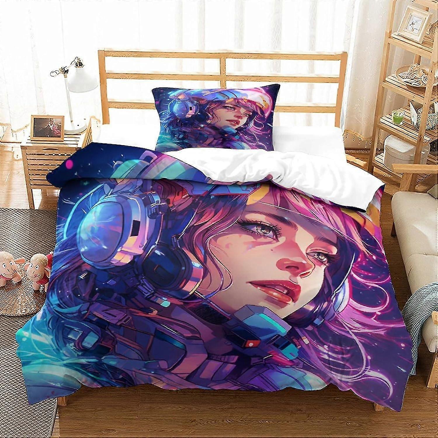 Space-Themed 3D Printed Bedding Duvet Cover Set for Adults and Kids - No Comforter Included