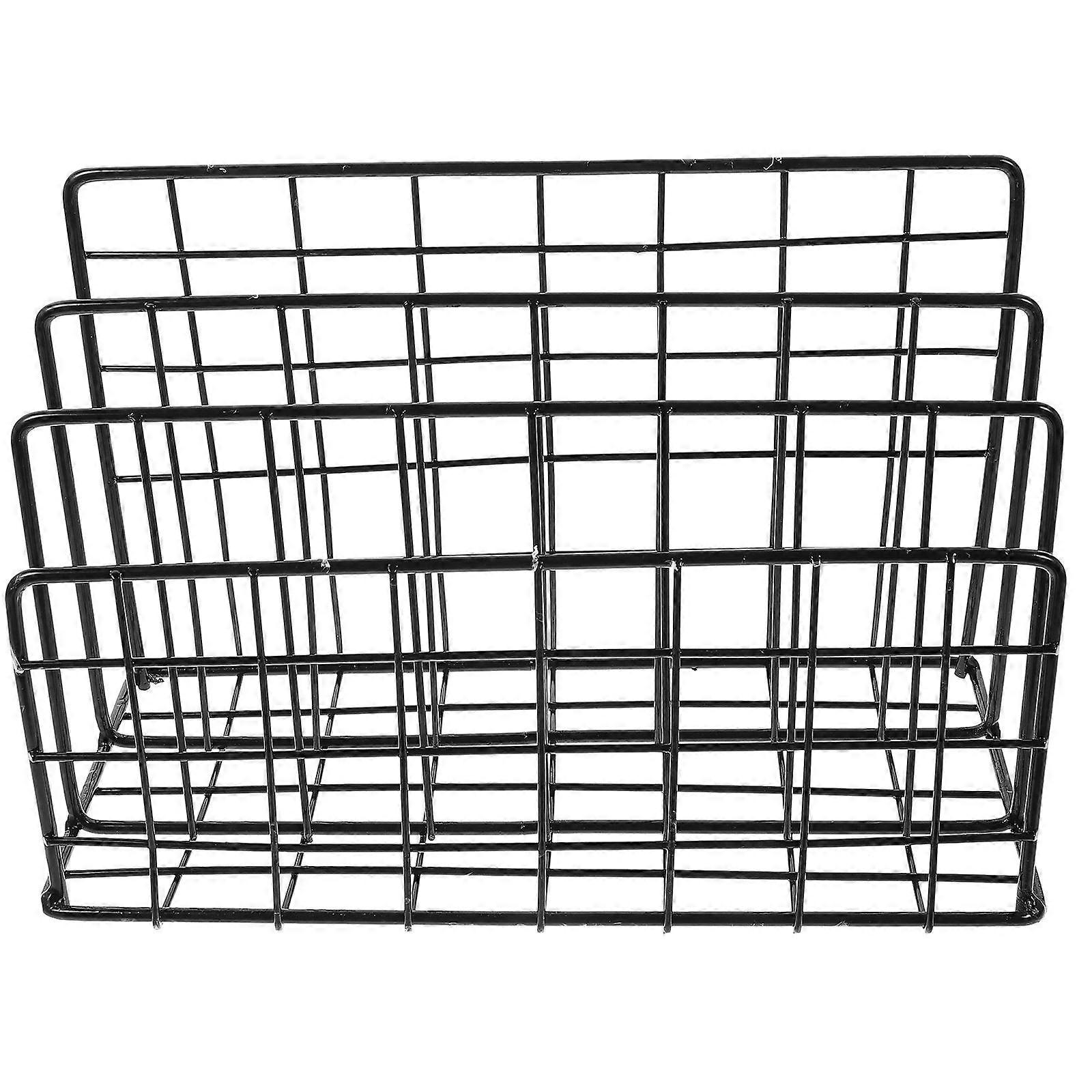 Tabletop Book Holder Desk Bookshelf Rectangular Office Accessory Metal File Organization 23.5X12X15.5CM 1Pcs