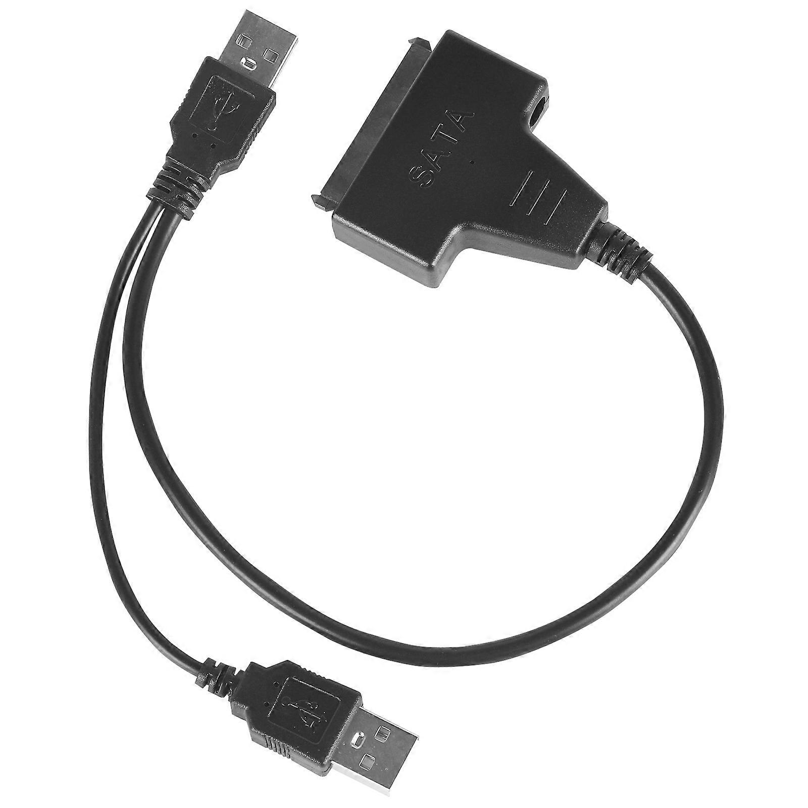 USB to Data Line for Computer with Dual USB Interface Black Copper 2.5inch Hard Disk Cable