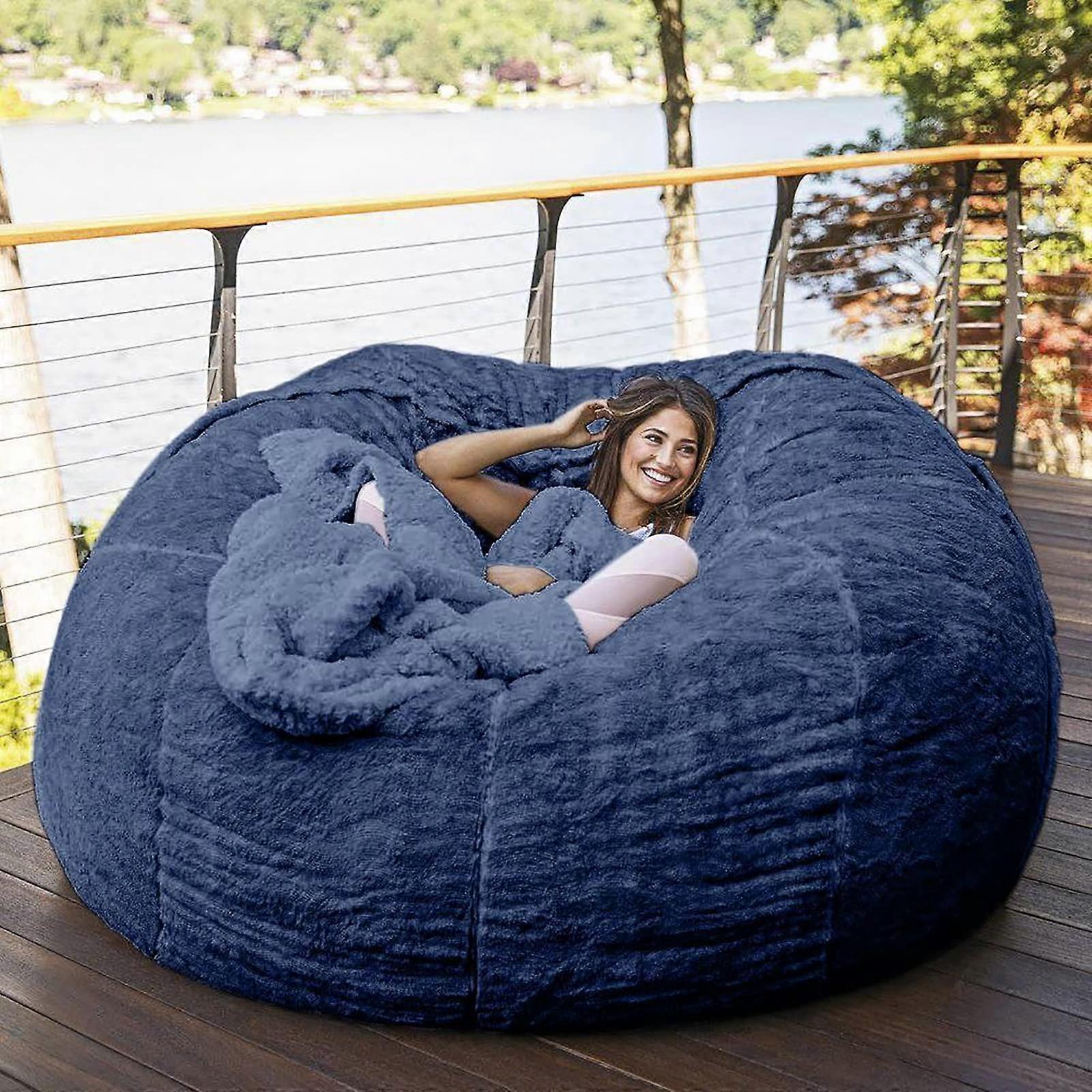Oversized faux faux fur sack cover – 1.5 m / 1.8 m / 2.1 m soft, fluffy lounger for comfort