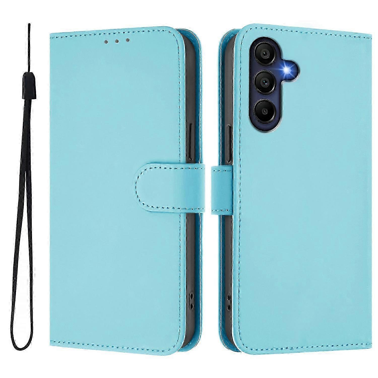 For  Galaxy A26 5G Case Solid Color Wallet Leather Phone Cover with Strap