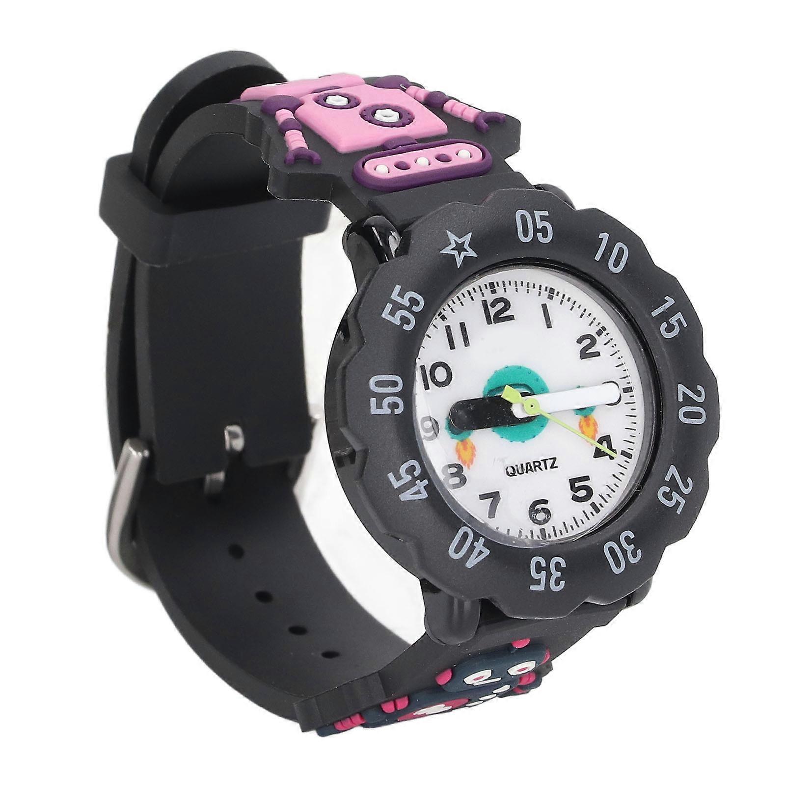 Kids 3D Cartoon Spaceship Robot Shape Strap Waterproof Sports Children Toddler Watch Boys Girls Gift