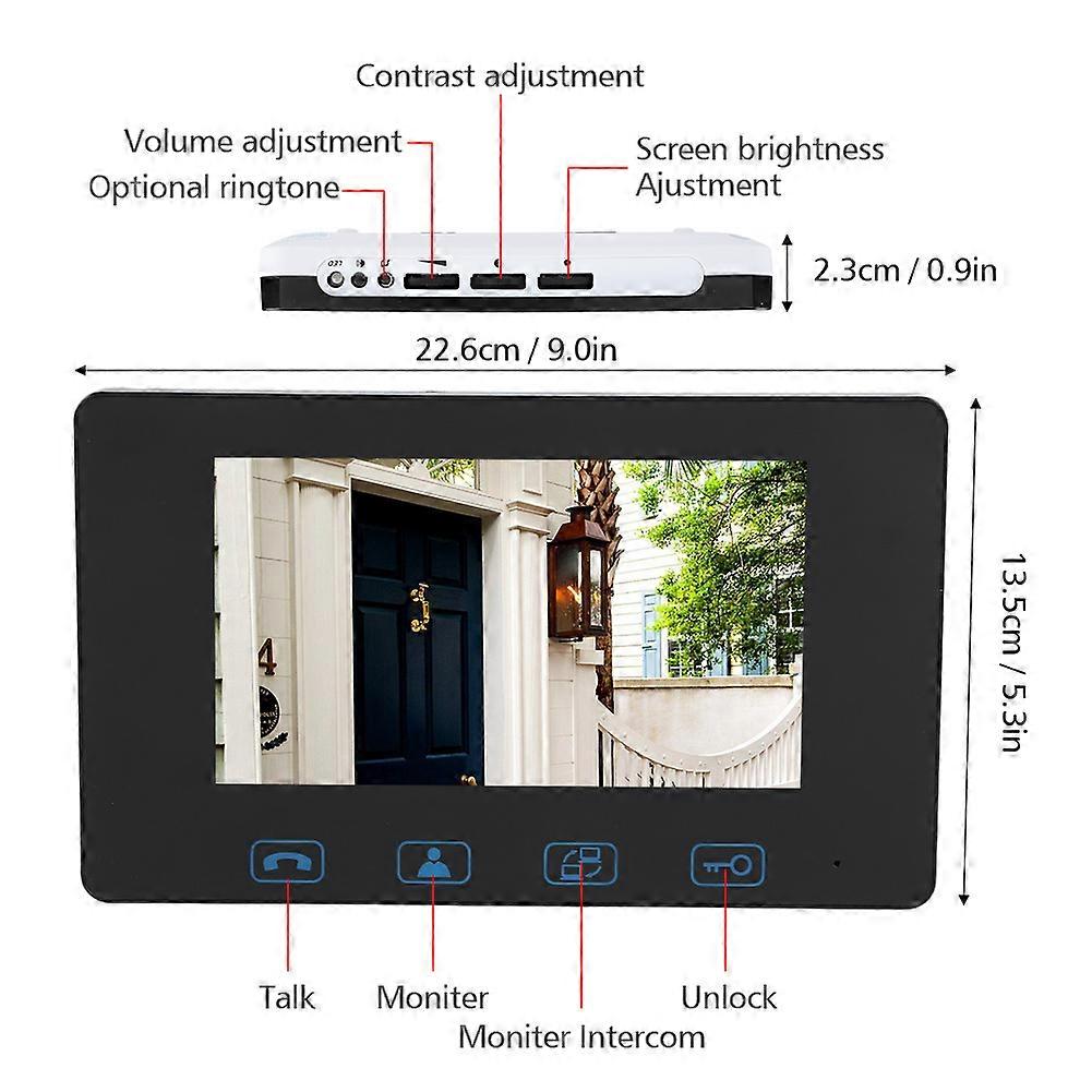 7"2.4GHz Fingerprint Video Wired Camera Doorbell Intercom Digital Visible Door Phone
