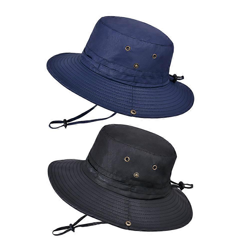 Bucket Hat For Men Sun Protection Outdoor Style Adjustable Strap Satin Material 2Pcs