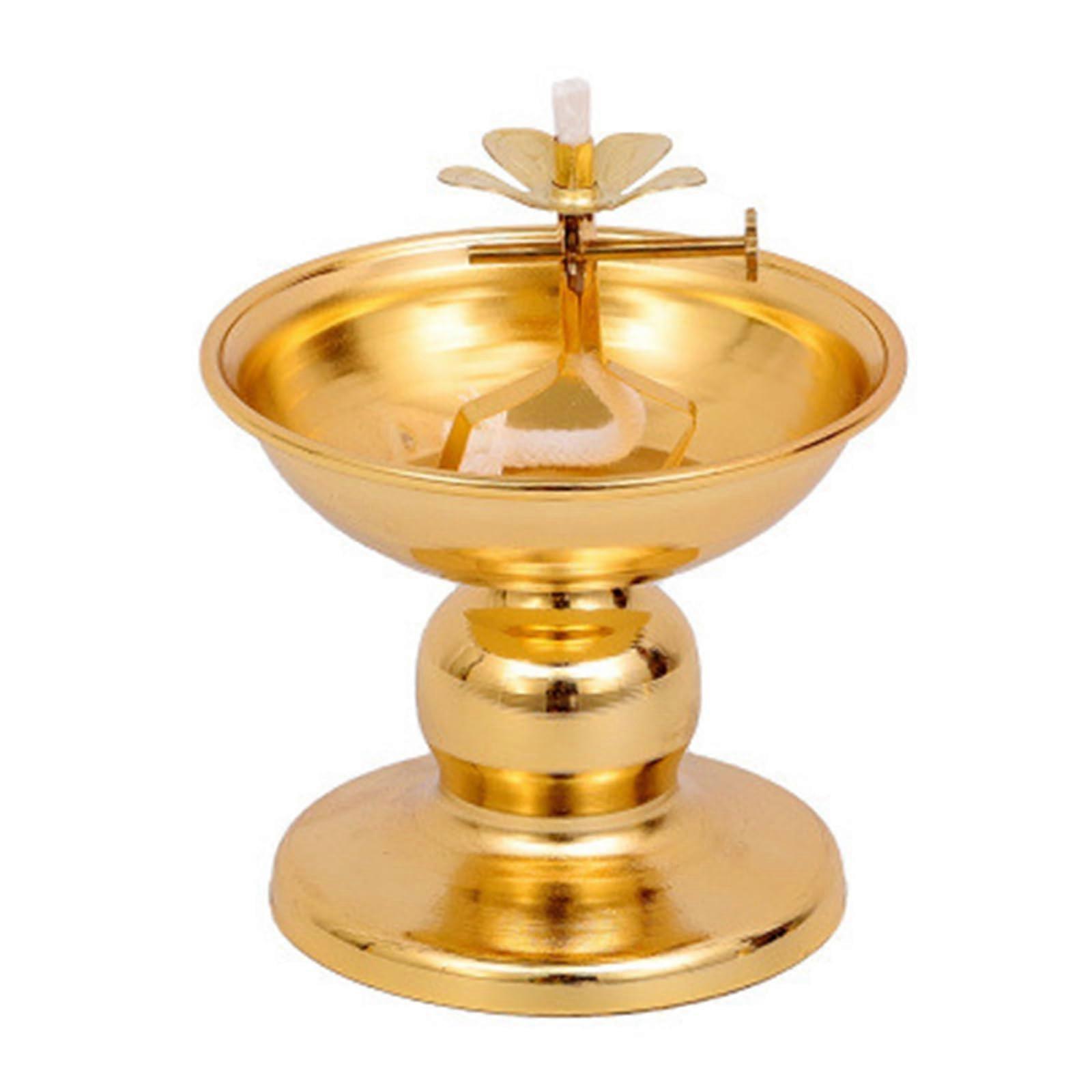Dimmable Lamp Socket Alloy, Oil Lamp, Butter Lamp, Indoor Ever-Burning Multicolor Holder for Worship and Home