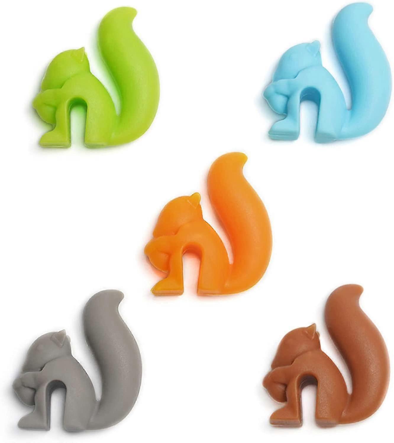 5 قطع سيليكون النبيذ الزجاج سحر كيس الشاي حامل السنجاب مضحك