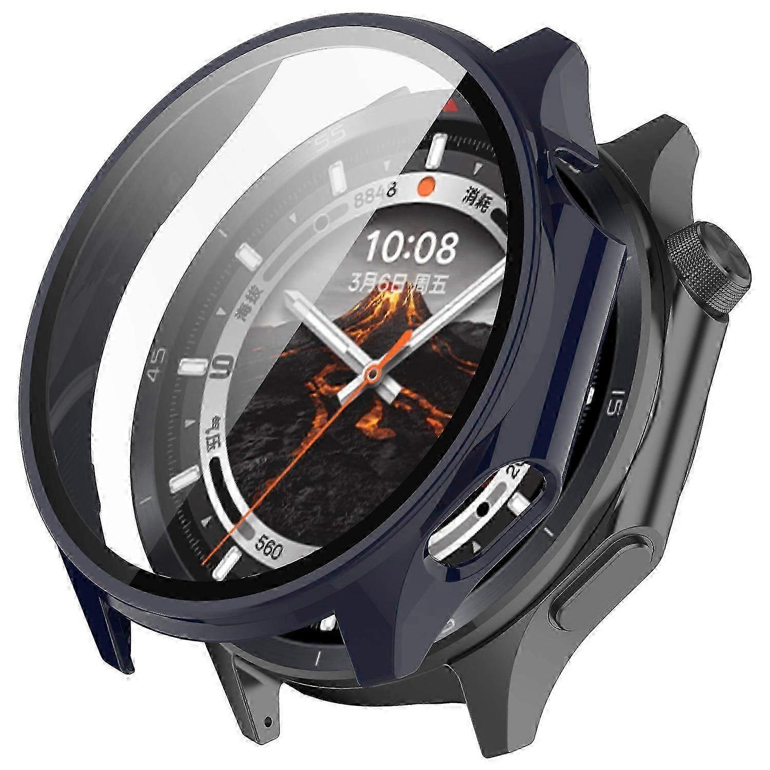 Hard PC Case with Tempered Glass Screen Protector for Oppo Watch X2 & OnePlus Watch 3 - Blue
