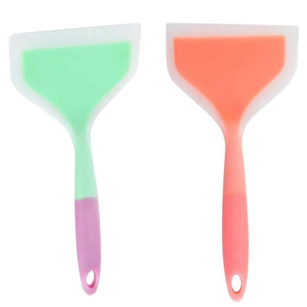 2pcs Heat Resistant Silicone Egg Spatulas, Non Stick Cooking Tools with Ergonomic Handle, Dishwasher Safe for Home Cooking and Frying