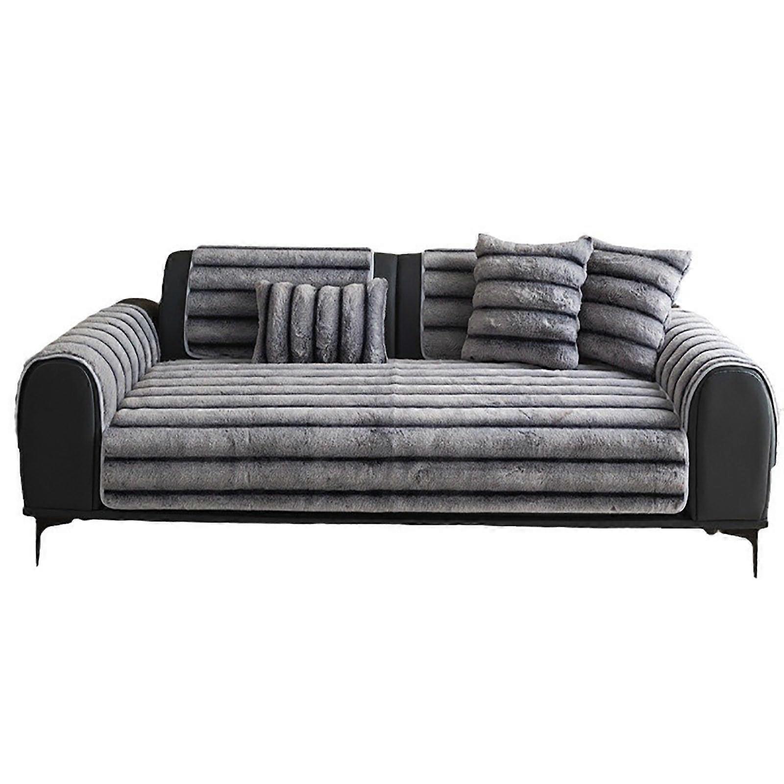Plush Sofa Cushion Thick Soft Rabbit Plush Non-Slip Cushions for Sofa Bed Floor Window Sill Grey 35x27in