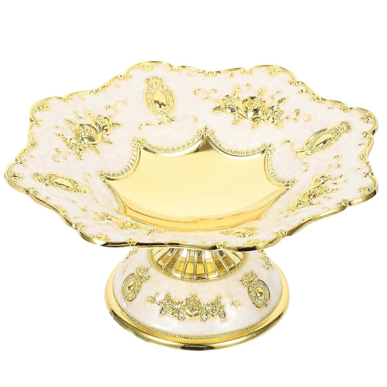 European Style Embossed Zinc Alloy Serving Tray for Snacks, Candies, Desserts, and Pastries – Elegant Food Display Platter for Home and Events