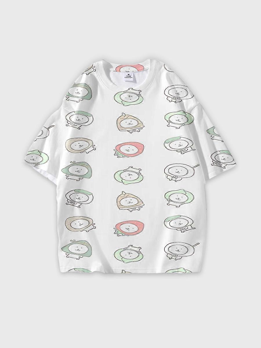 T-shirt round neck Comic book Role Pattern loose short sleeve D3093