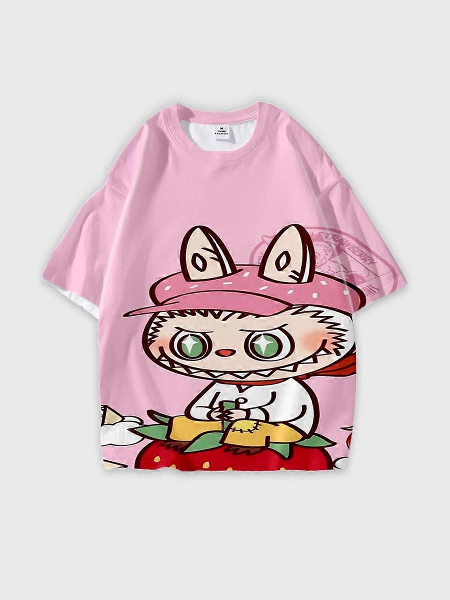 T-shirt round neck Pattern loose short sleeve K711