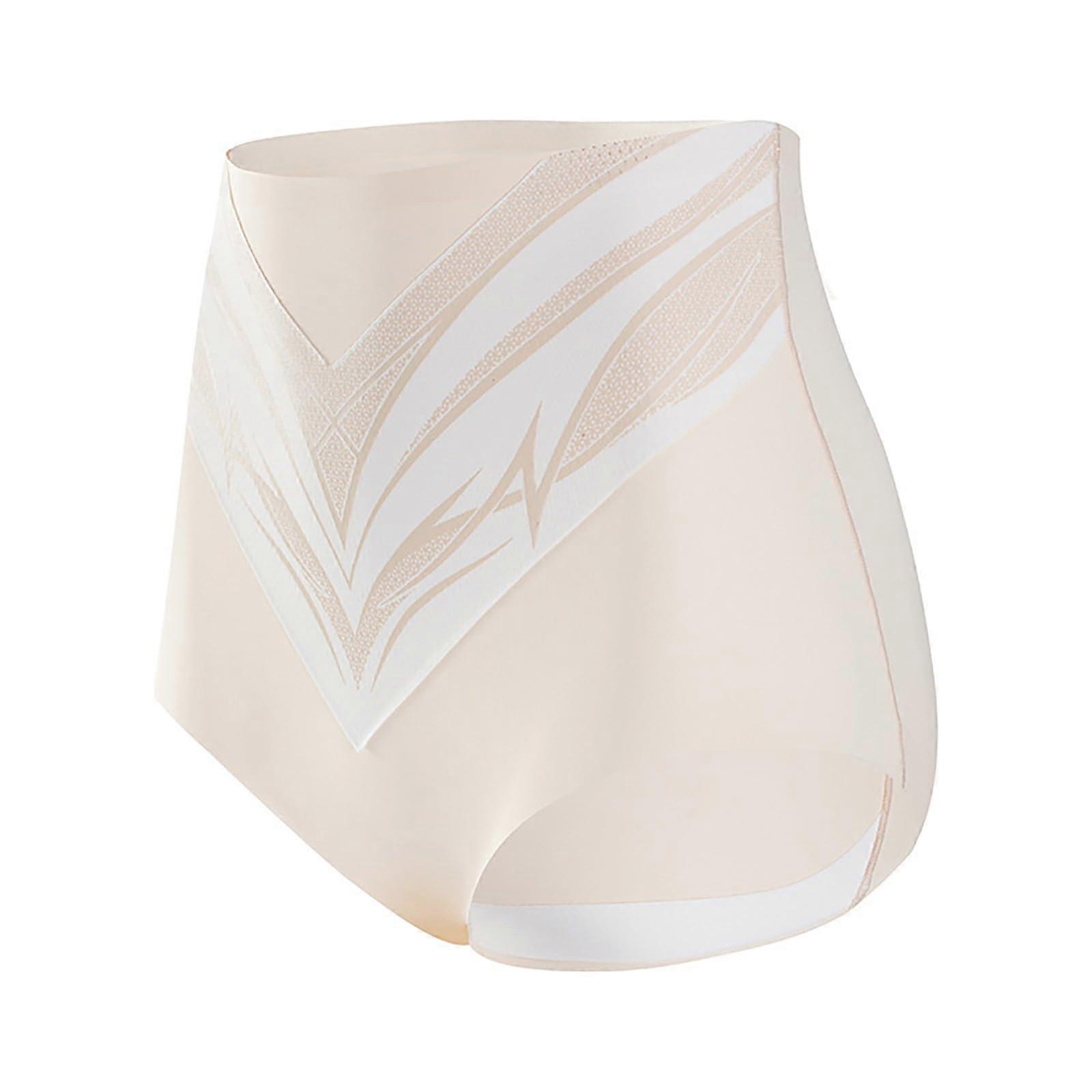 Women's High Waist Tummy Control Compression Shorts, Double Layer, Anti-Bacterial, Beige L