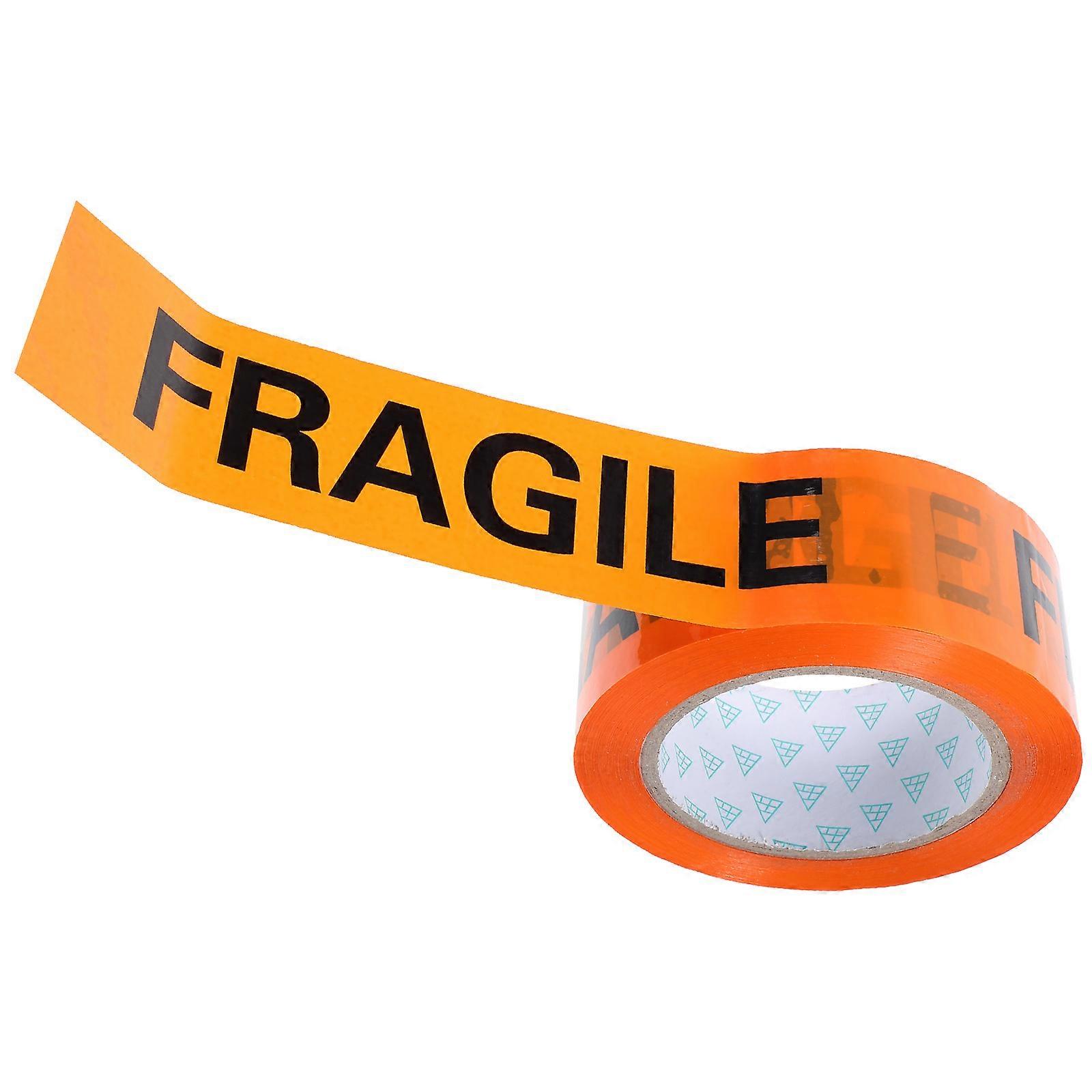 Heavy Duty Fragile Tape Sealing Warning for Cargo Transportation 100m x 4.8cm x 0.01cm Orange Background with Black Text 1 Roll