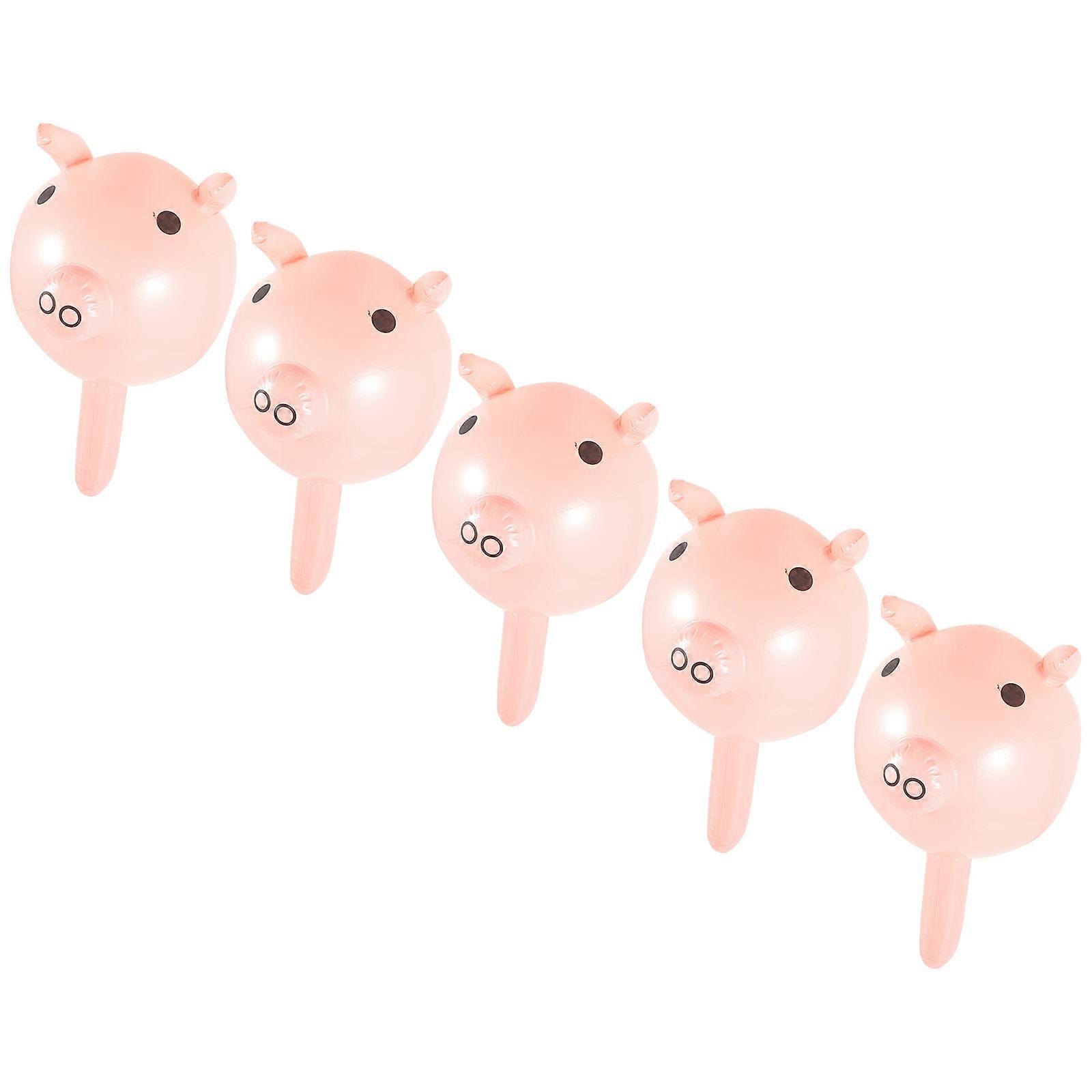 Lovely Inflatable Pig Sticks Blow Directly with Mouth or Use Tool Outdoor Toys PVC Material 5Pcs