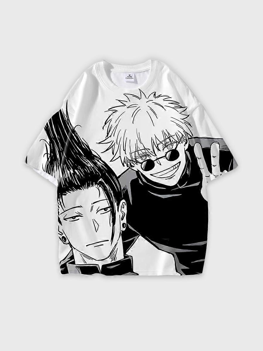 T-shirt round neck Character Pattern loose short sleeve P2462