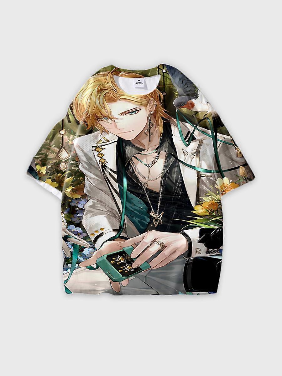 T-shirt round neck Role Pattern loose short sleeve E3493