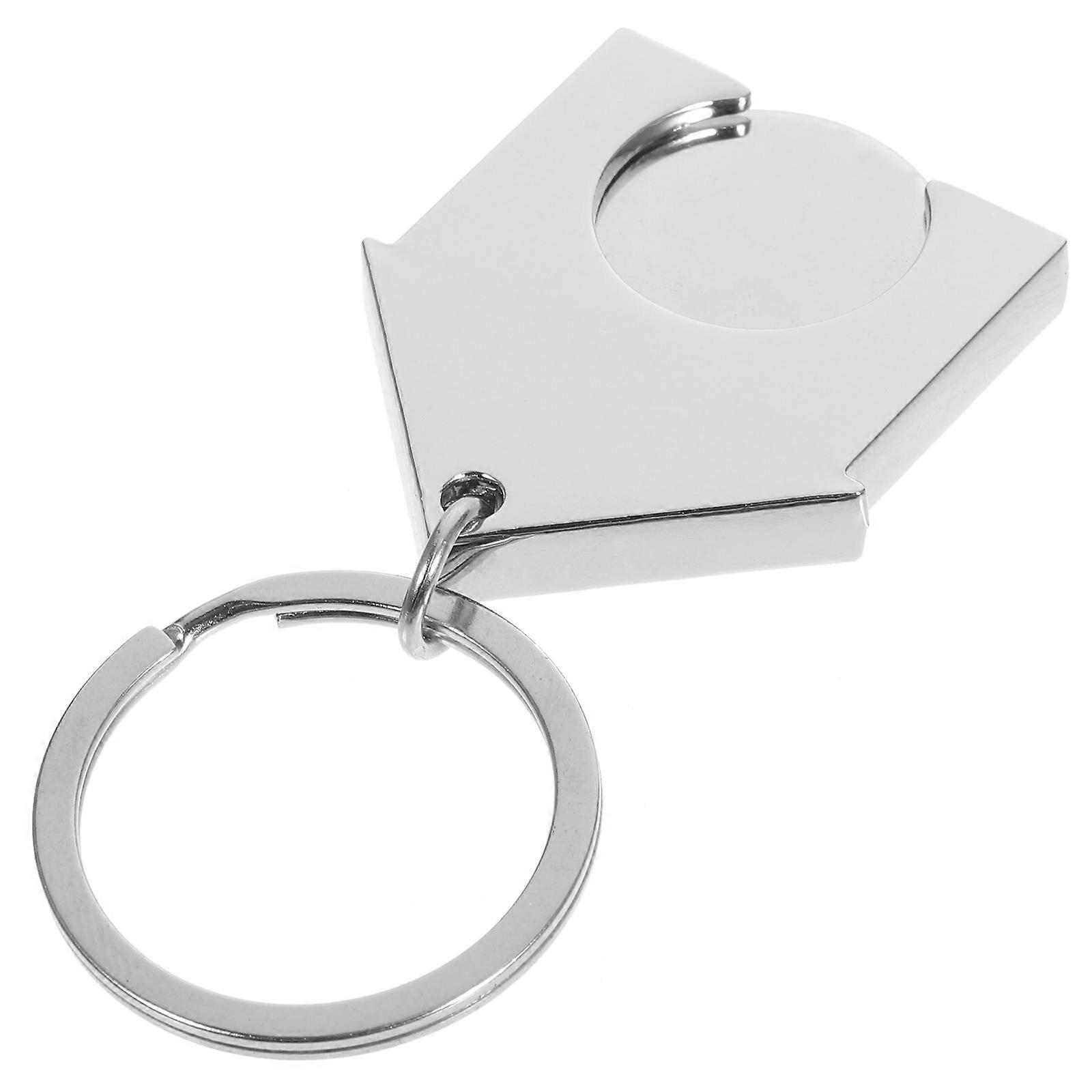 Shopping Cart Token Key Ring Made of Durable Zinc Alloy Silver Color for Home Use and Travel 1 Piece