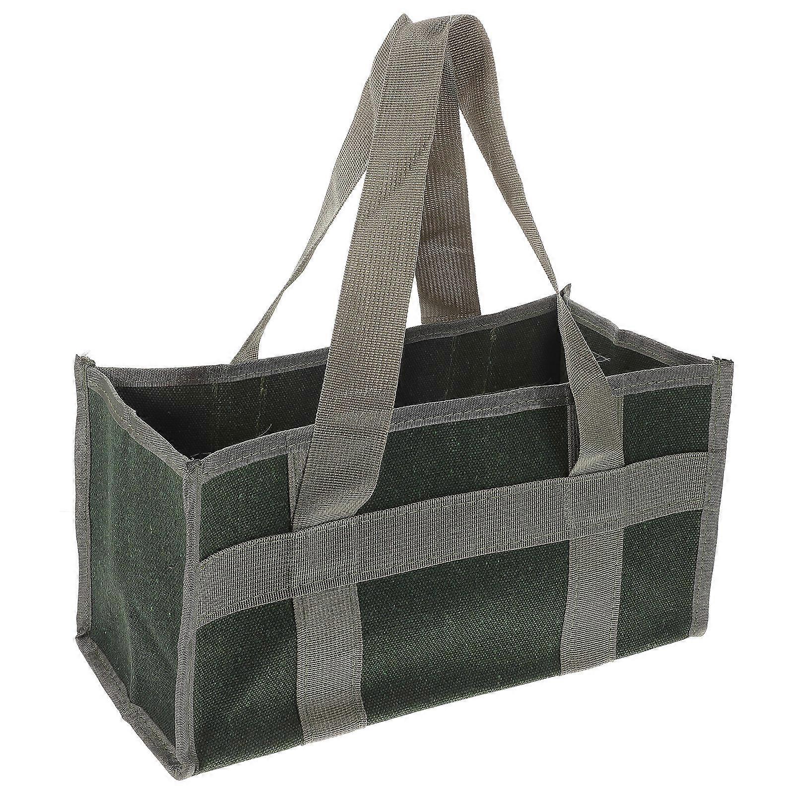 Wide Bag for Men Heavy Duty Canvas Green Portable Storage Bag for Repairing 35x17x17cm