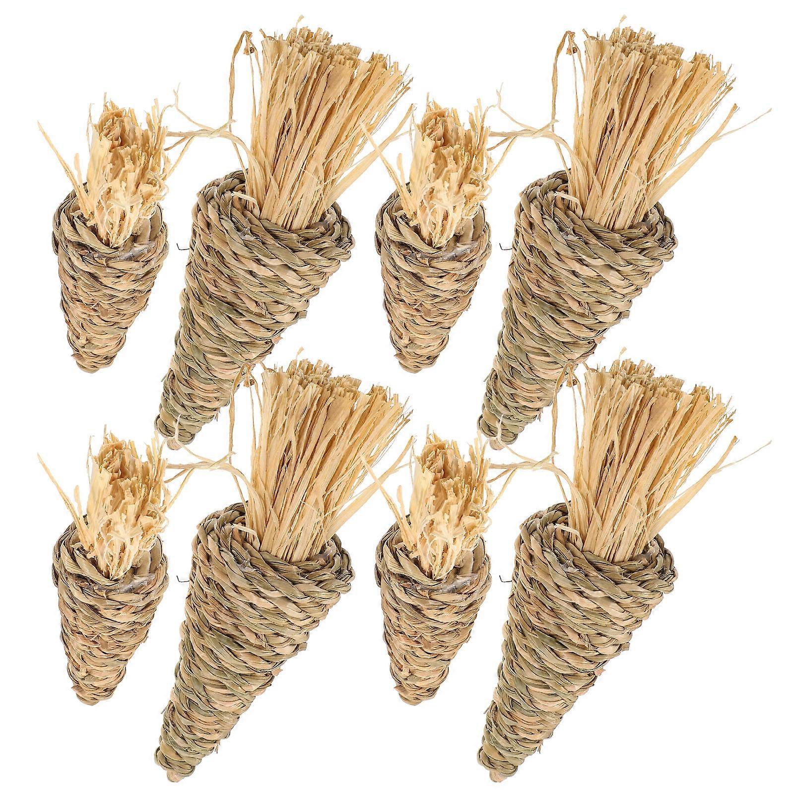 8pcs Woven Carrot Decor Straw Statue for Farmhouse Easter Layout Prop