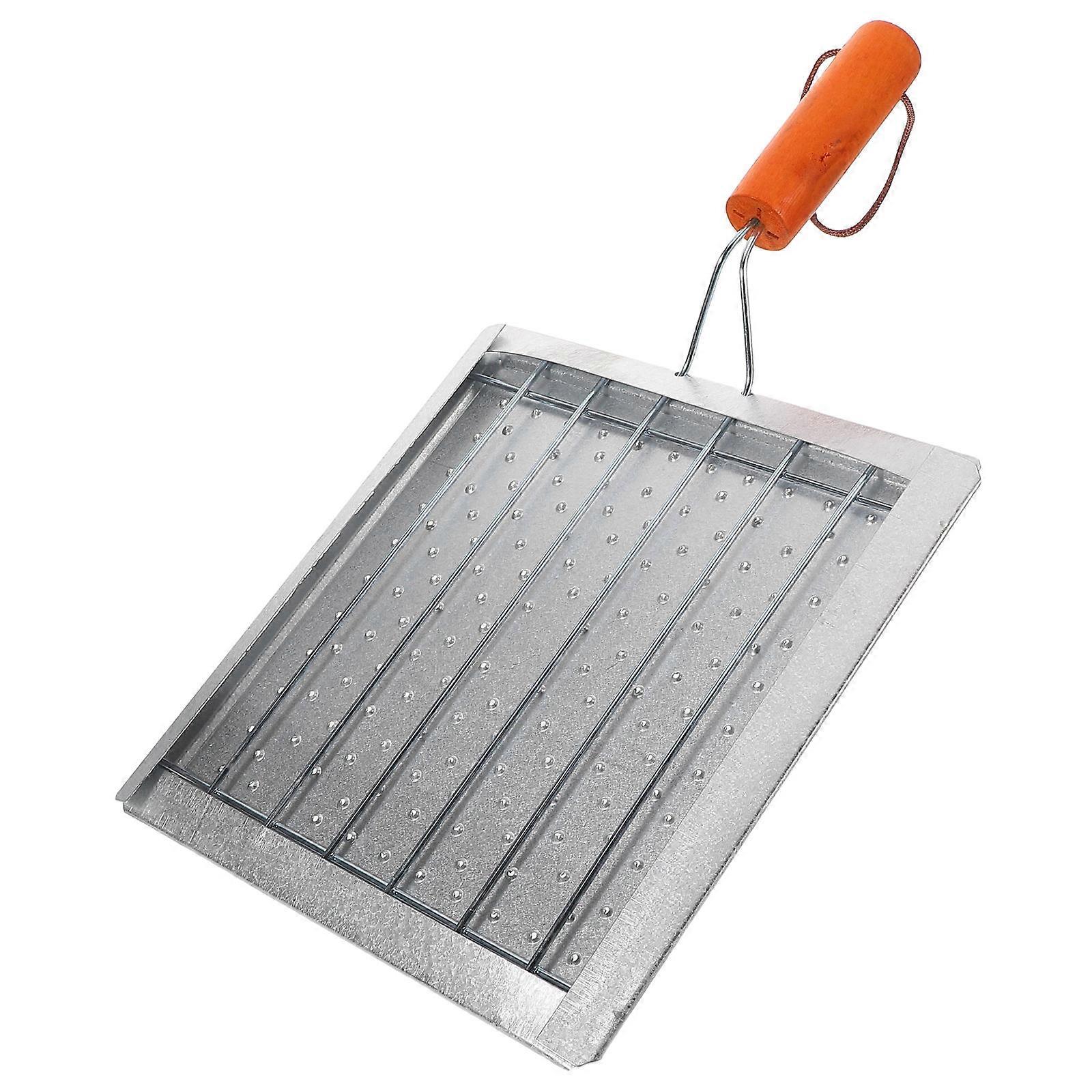 Durable Barbecue Grilling Rack For Outdoor Cooking With Wooden Handle High-temperature Resistant Materials 1Set